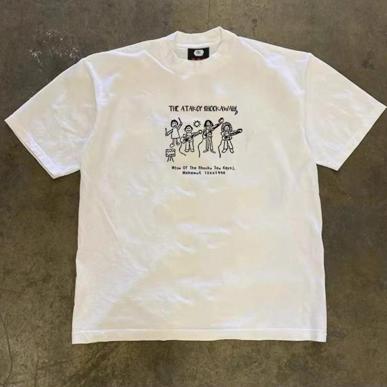 White cartoon band standard tee