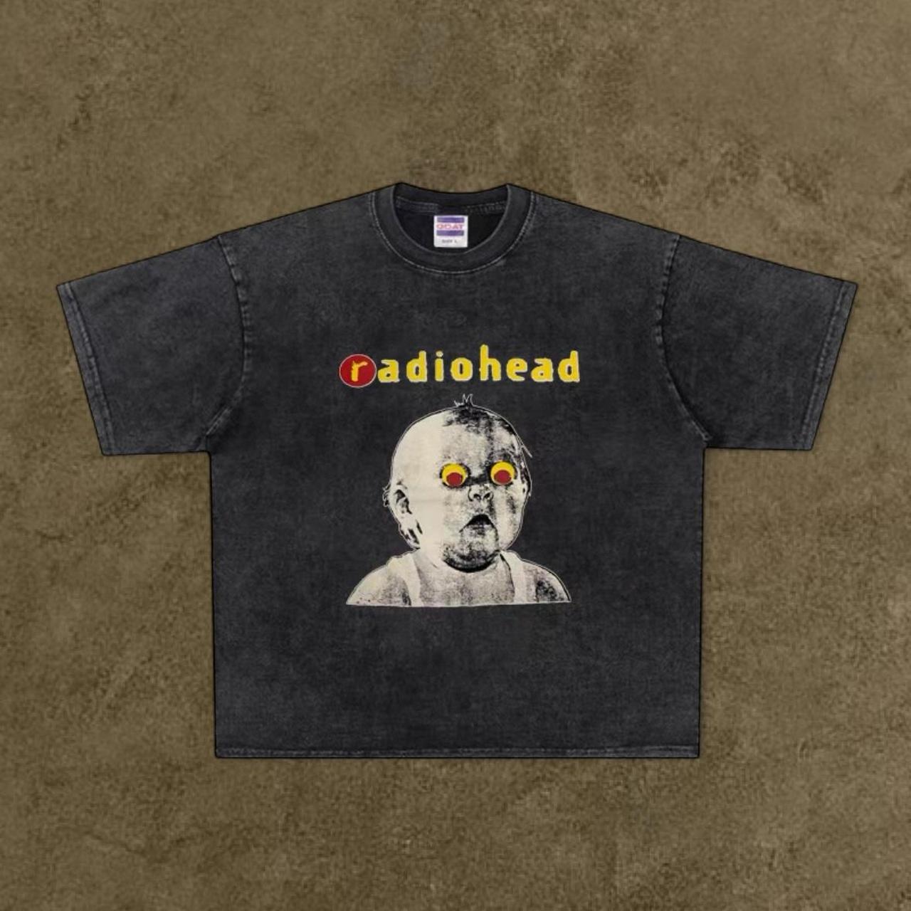 Washed black radiohead baby tee
