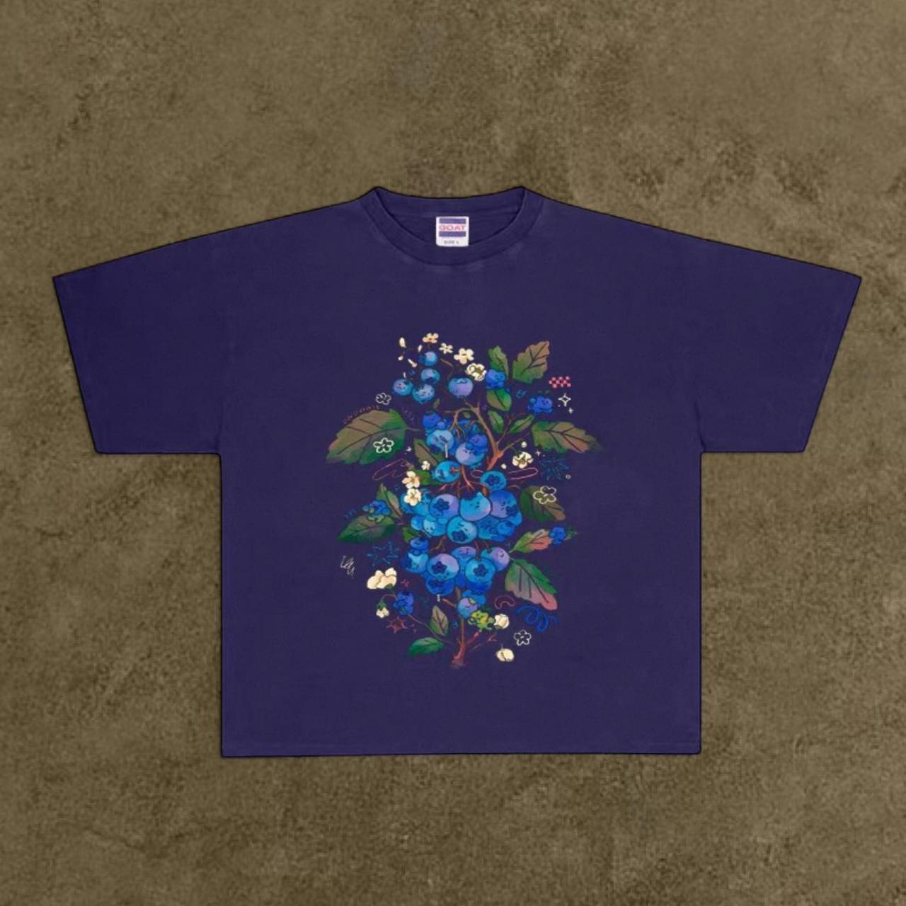 Dark Blue blueberry tree heavyweight tee