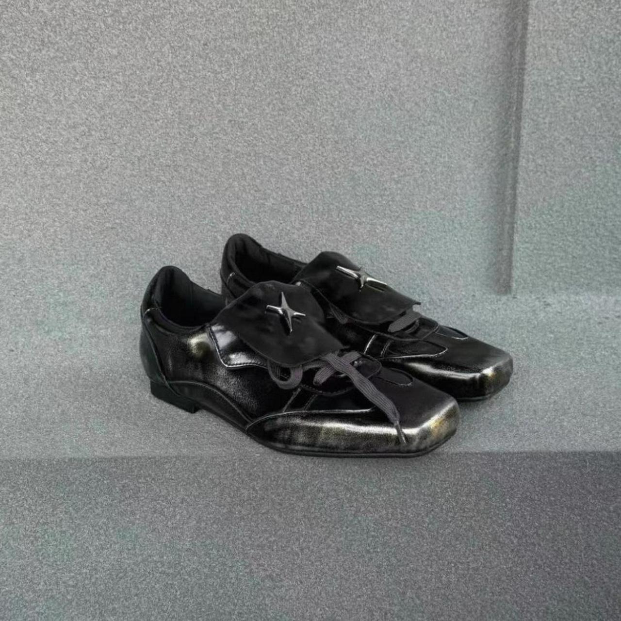 Black leather shine shoes