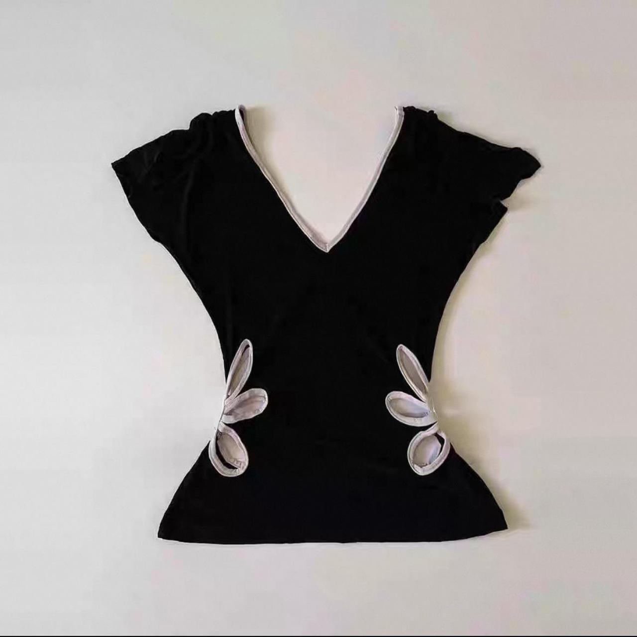 Black and white flower blouse