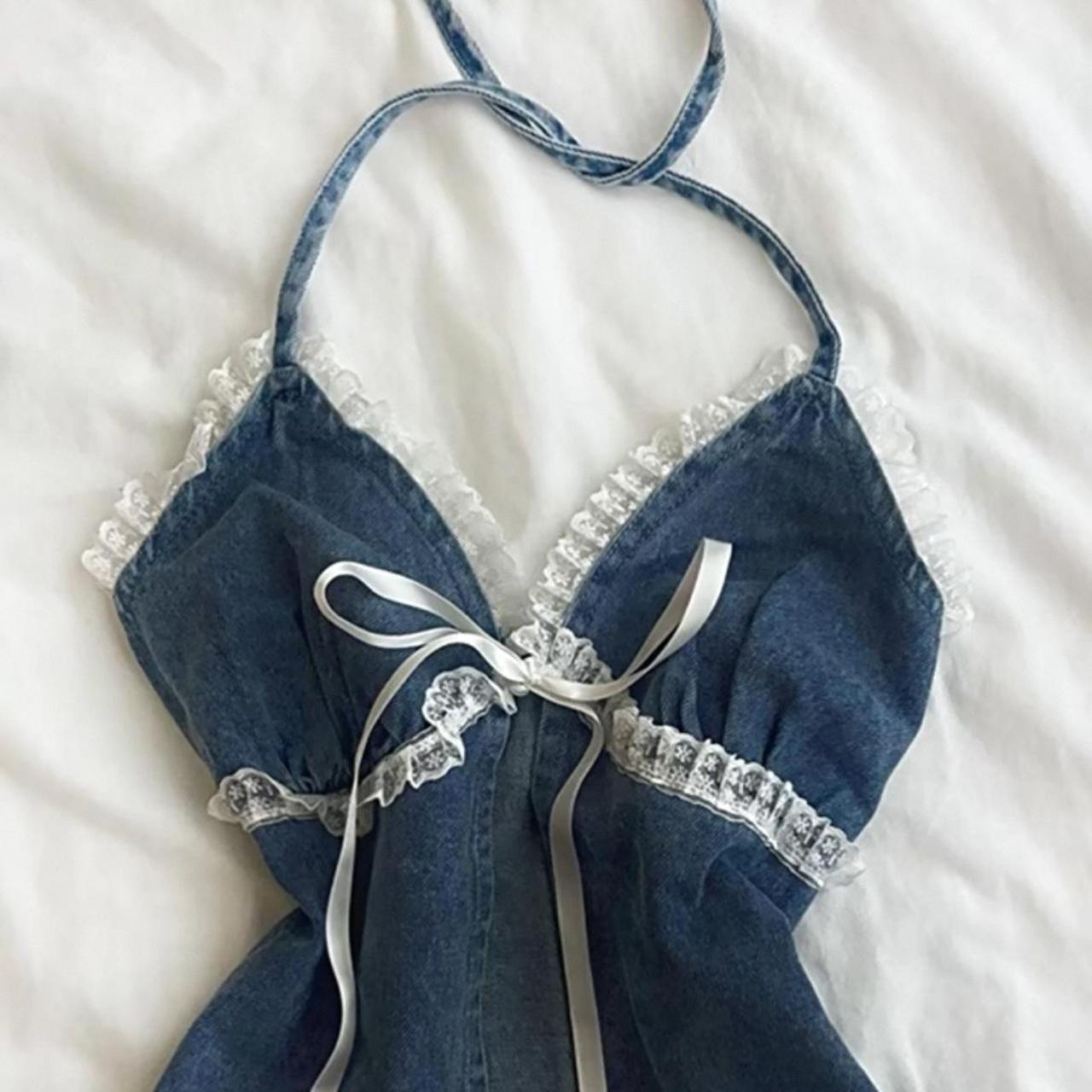 Blue Bow Babydoll Top