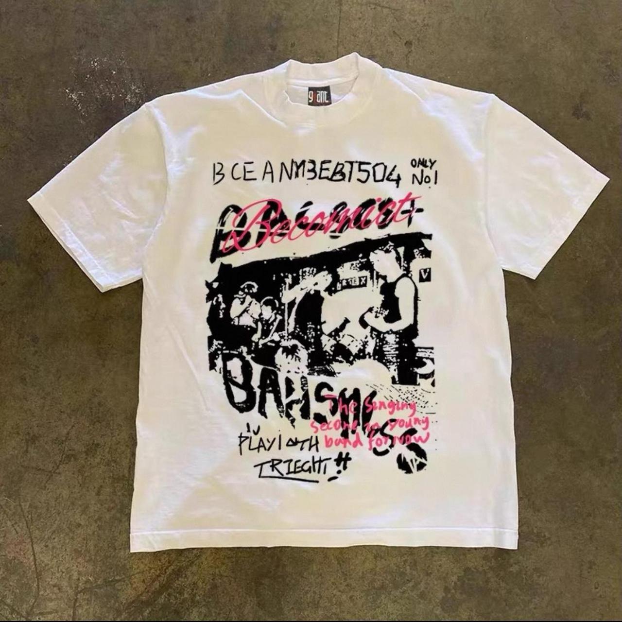 black and pink band tee