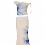 Blue Flower Maxi Skirt Set