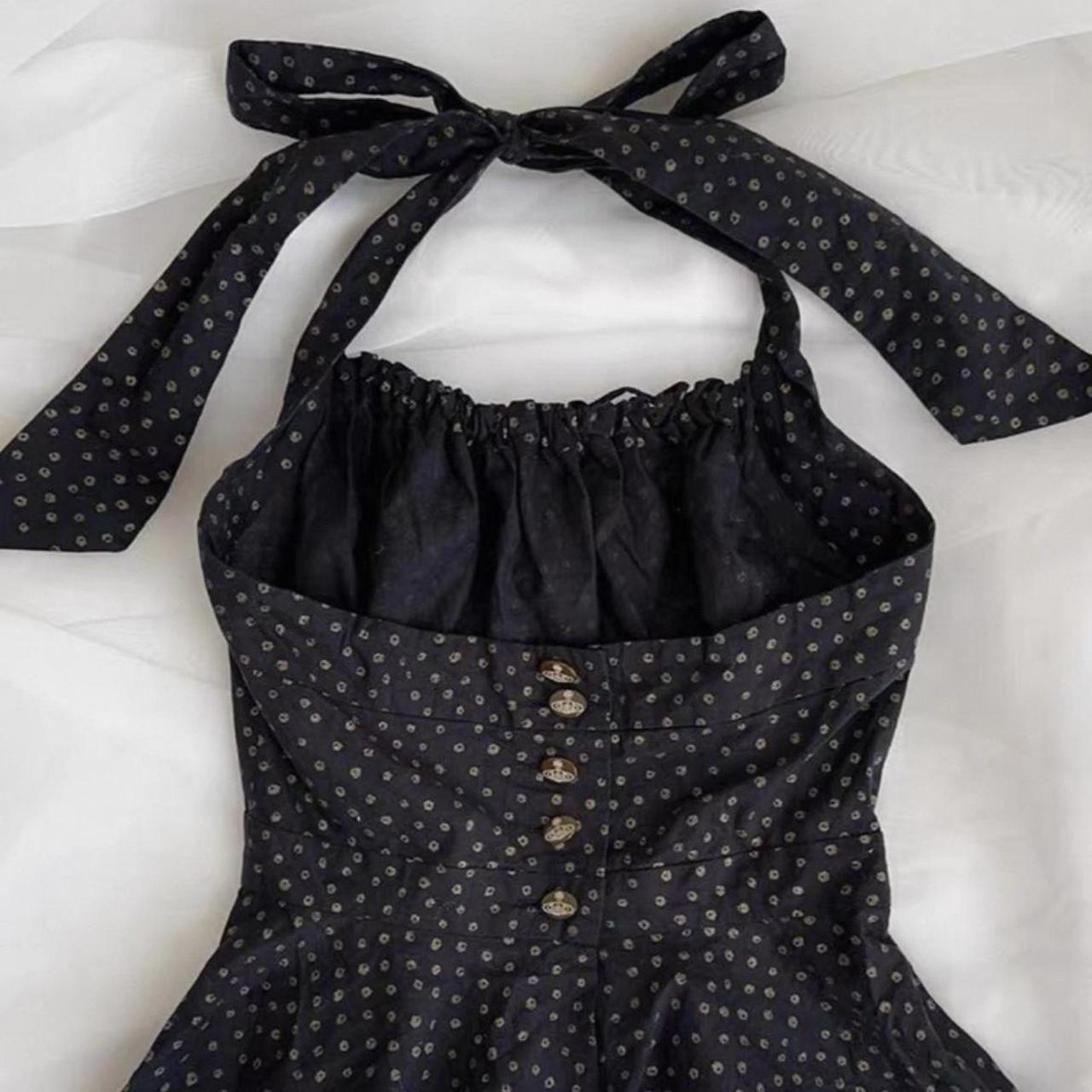 Black tie polka dot top