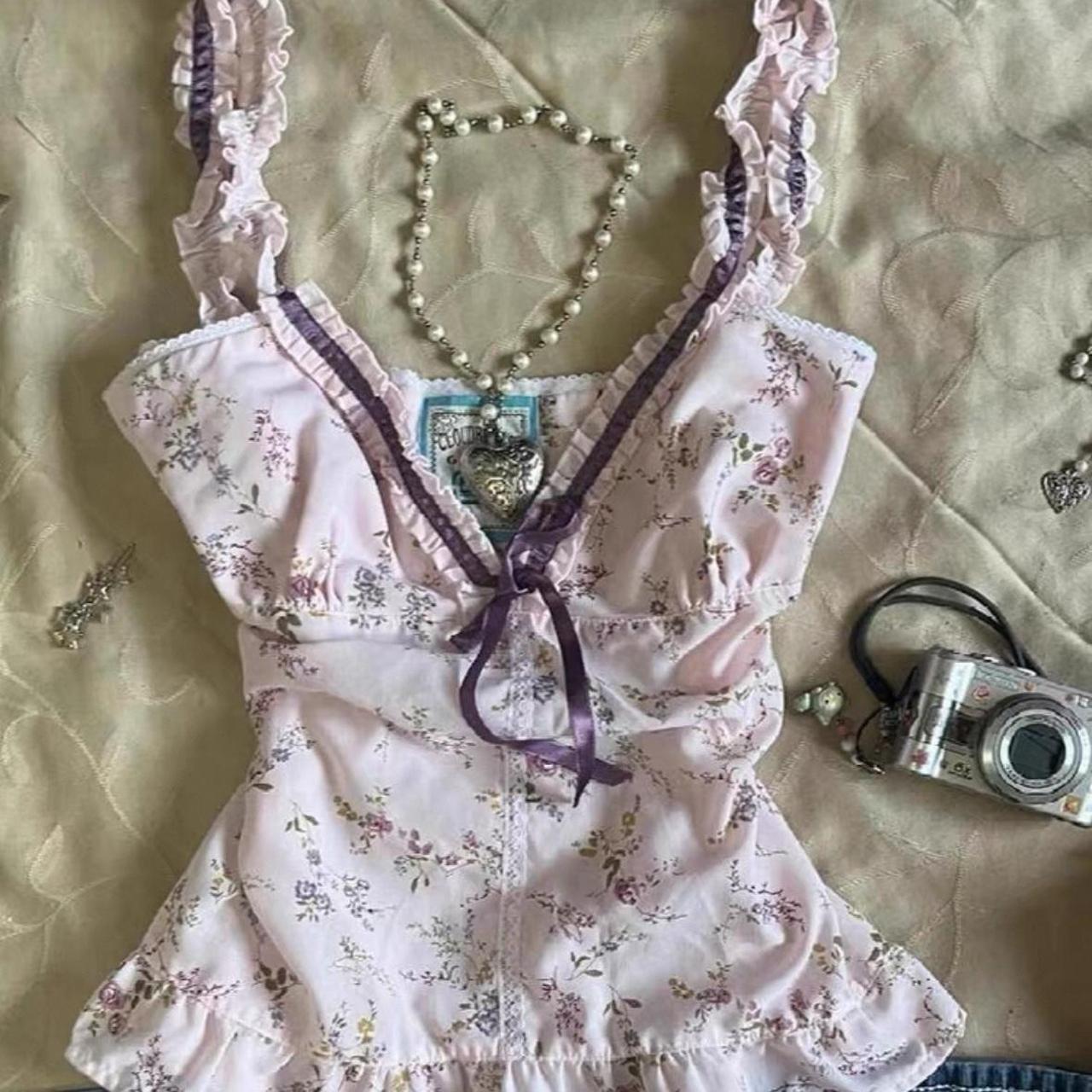 Pink floral babydoll top