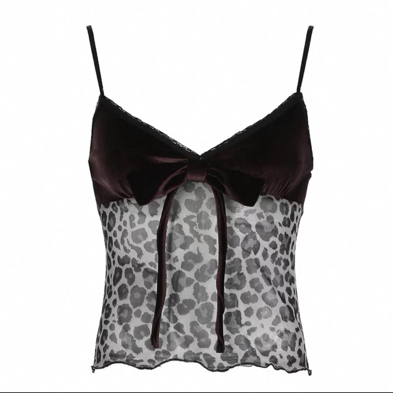 Brown leopard print babydoll top