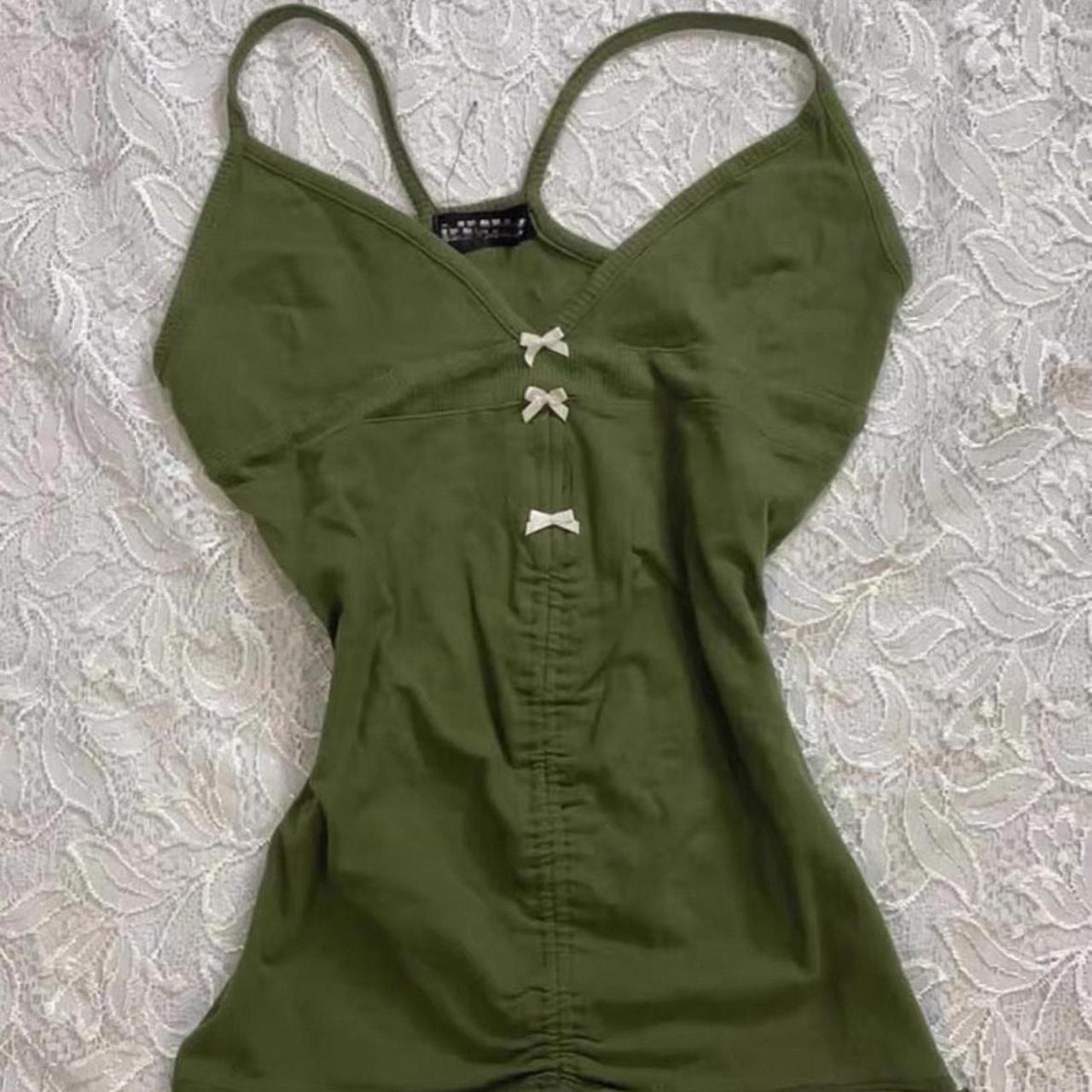 Green bow tank top