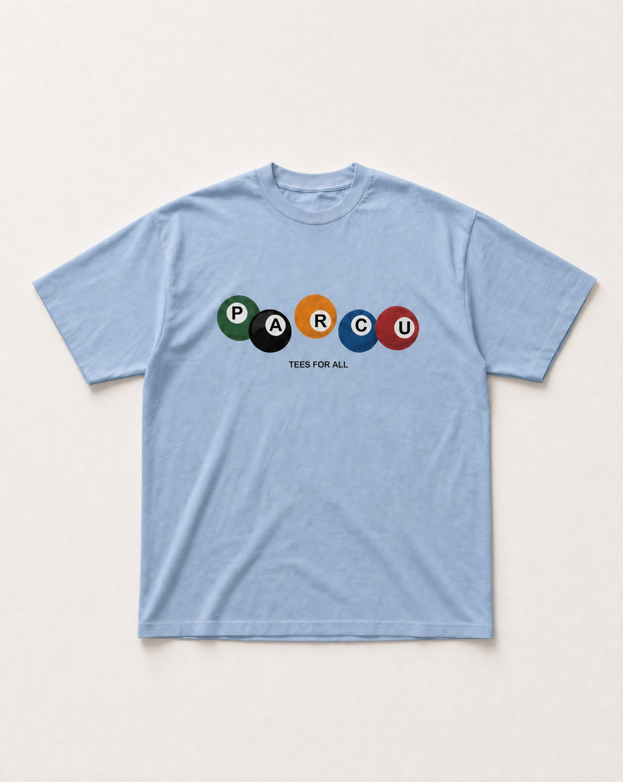 Baby blue Coloured 8 ball heavyweight tee