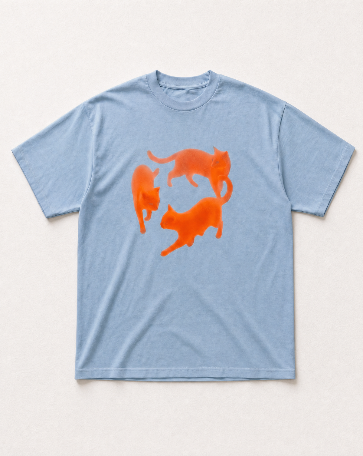 Baby blue Dancing cat heavyweight tee