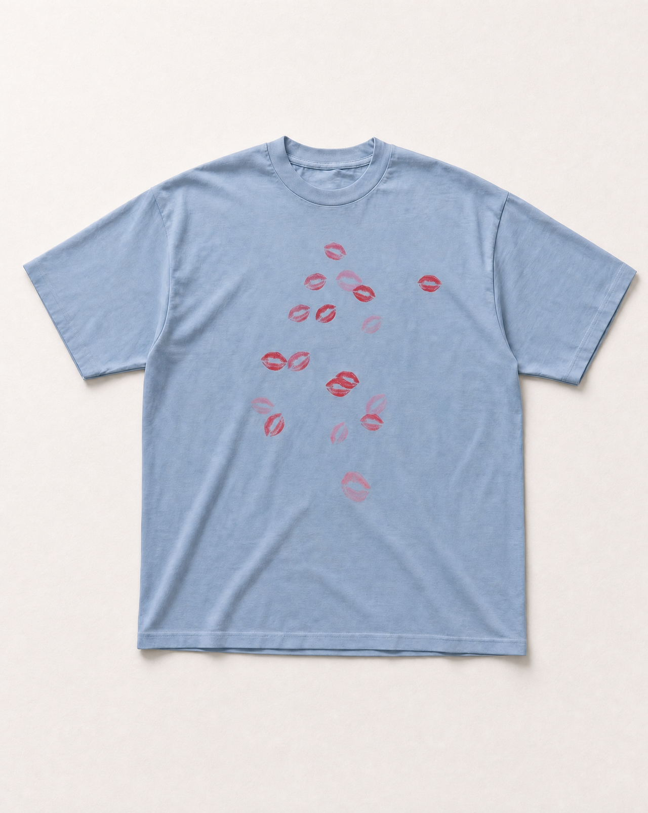 Pink lip print heavyweight tee