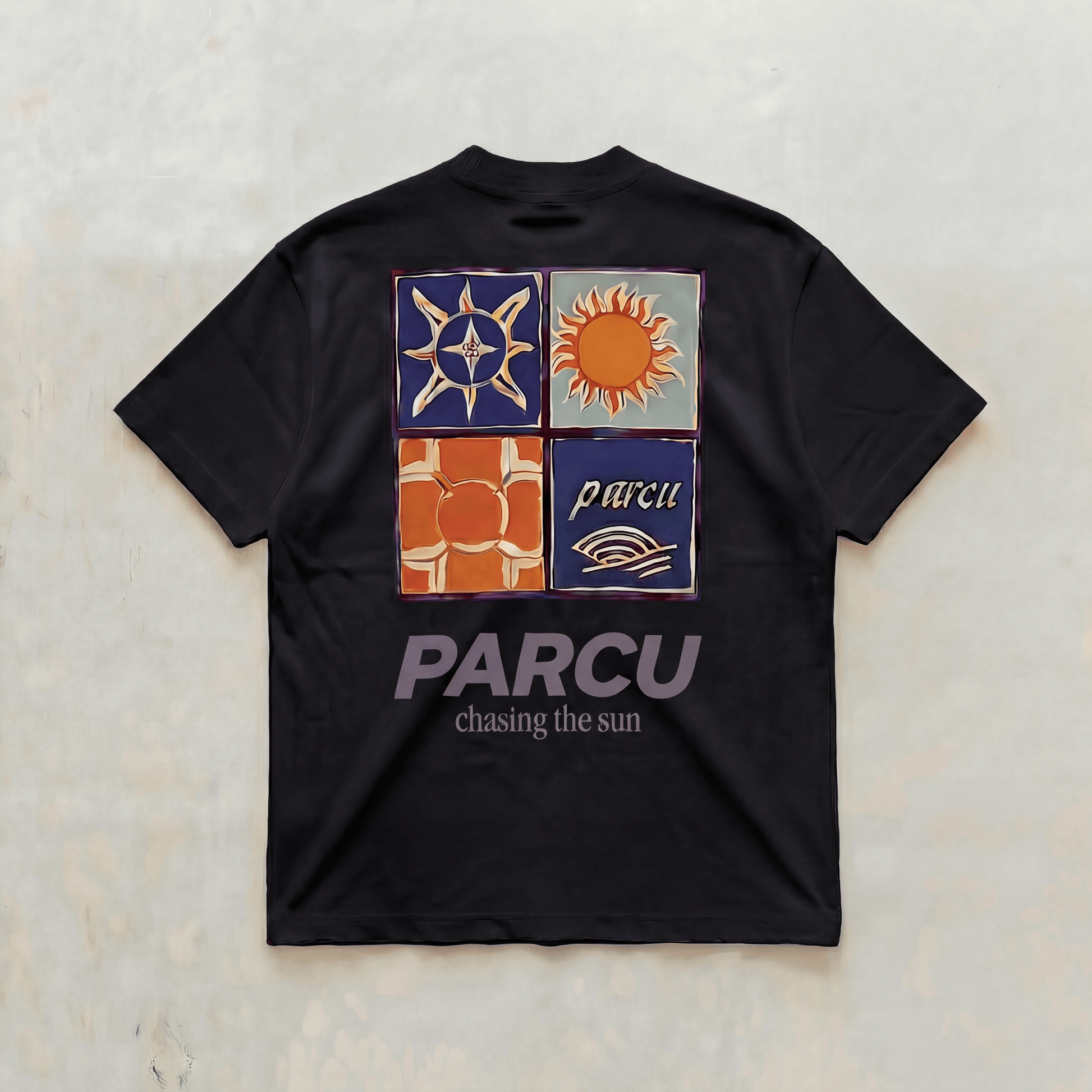 Black Mediterranean tee - front view