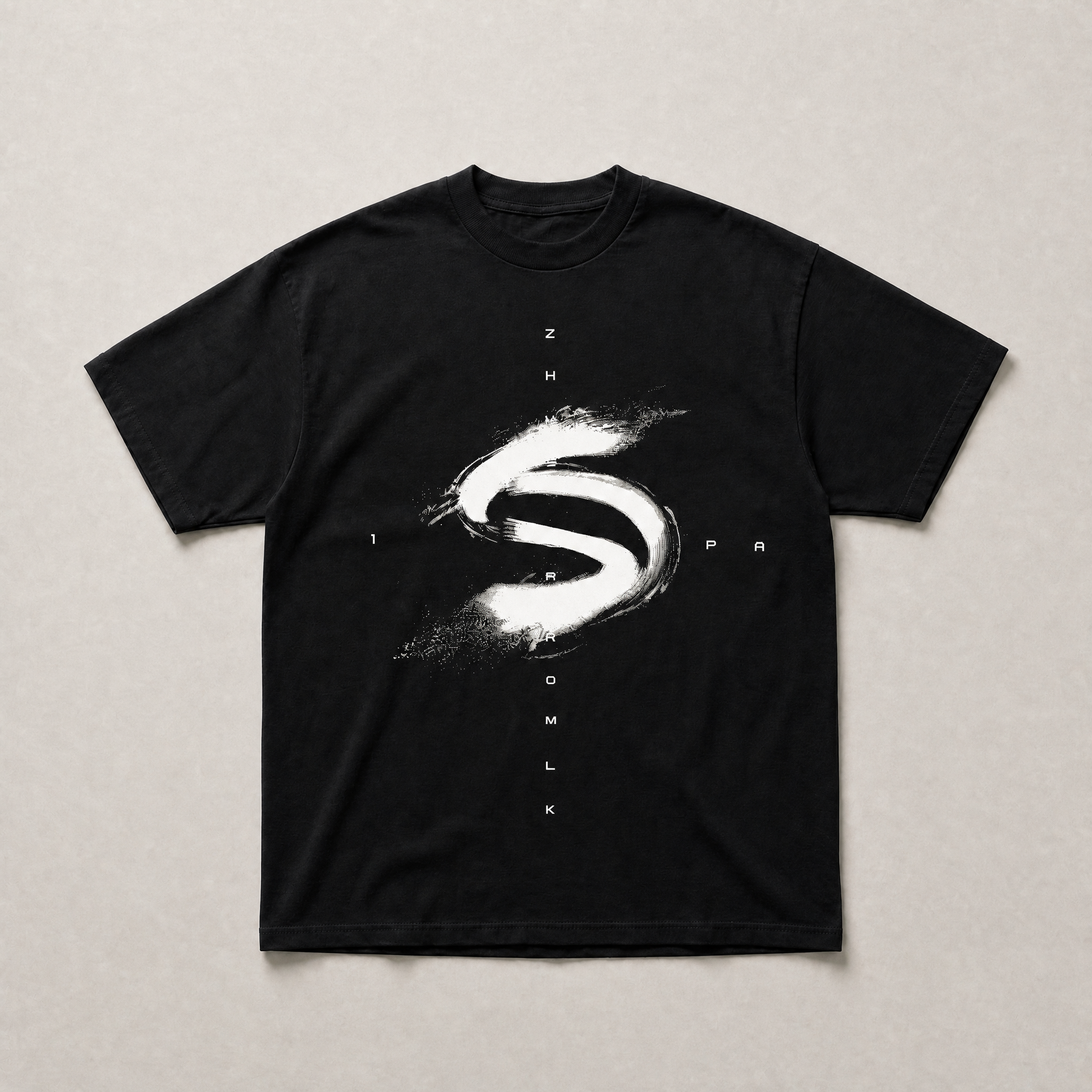 Black S wave tee