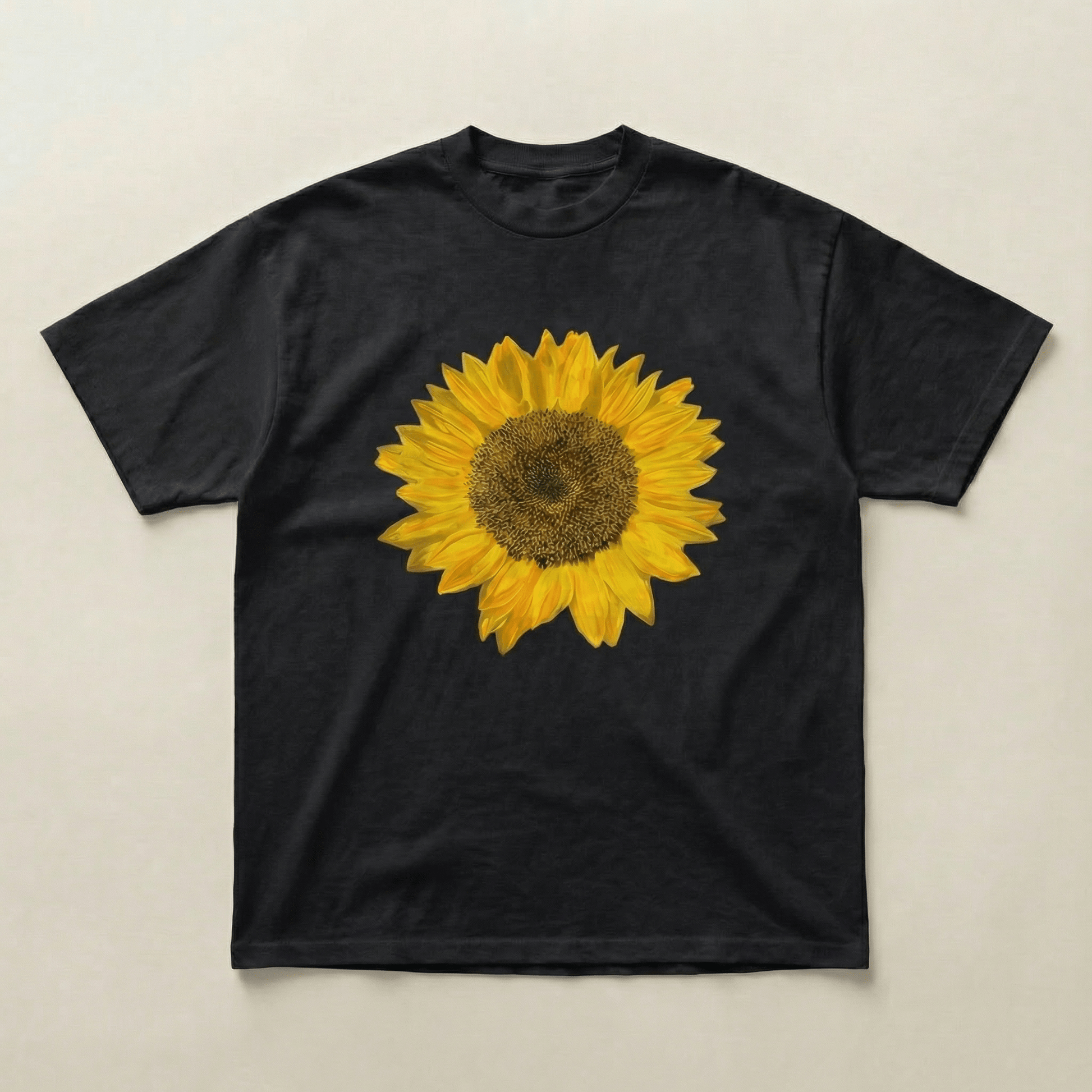 Black sunflower tee