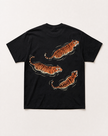 White Swimming tigers Heavyweight tee