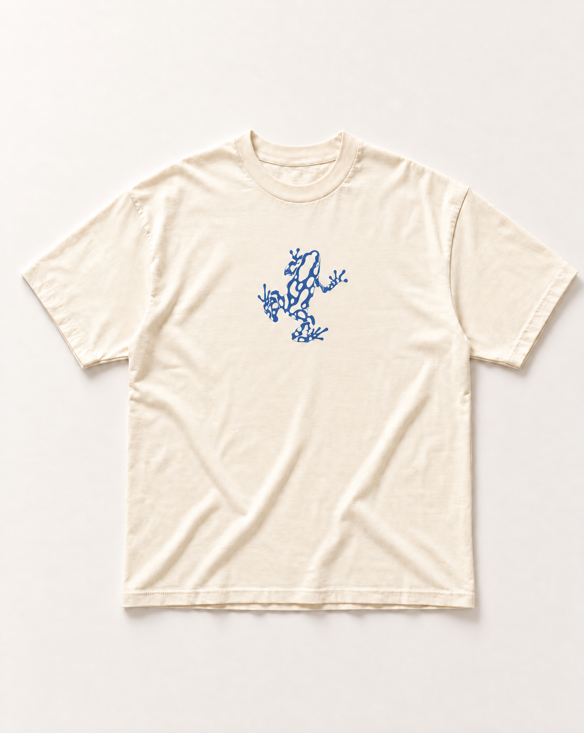 Cream Blue Frog heavyweight tee