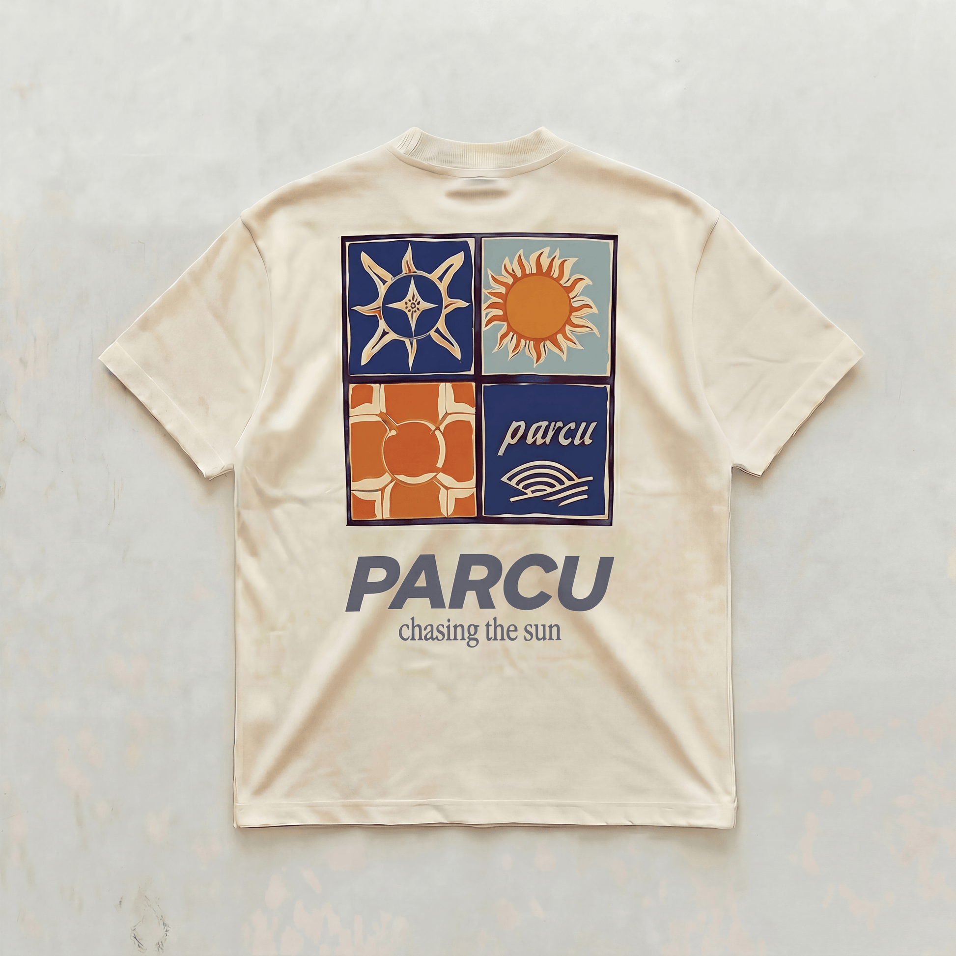 Cream Mediterranean tee - front view