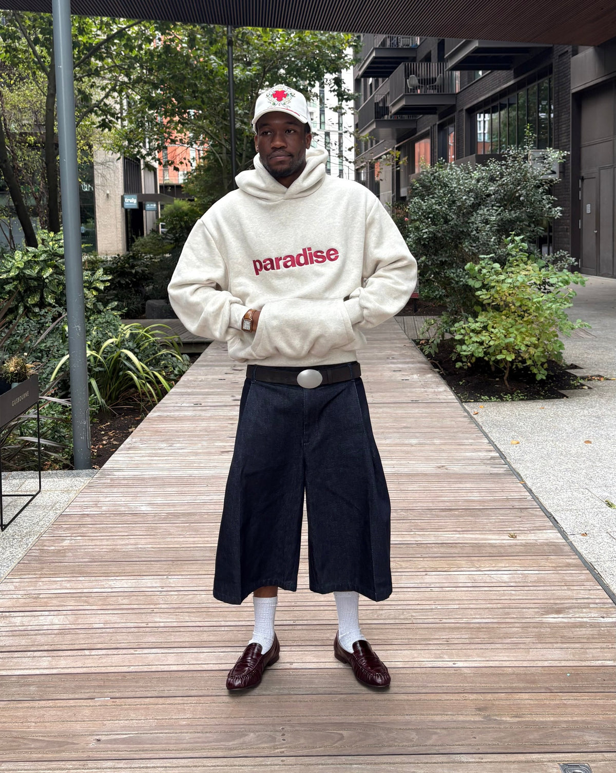 Cream Paradise heavyweight hoodie | Fadz, 183cm / 6'0", wearing size Large (in Cream)