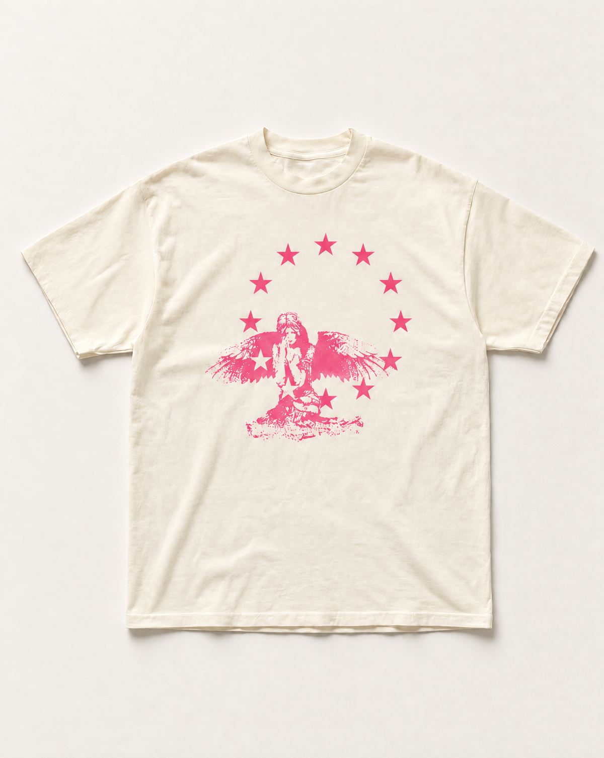 Cream Fallen stars heavyweight tee