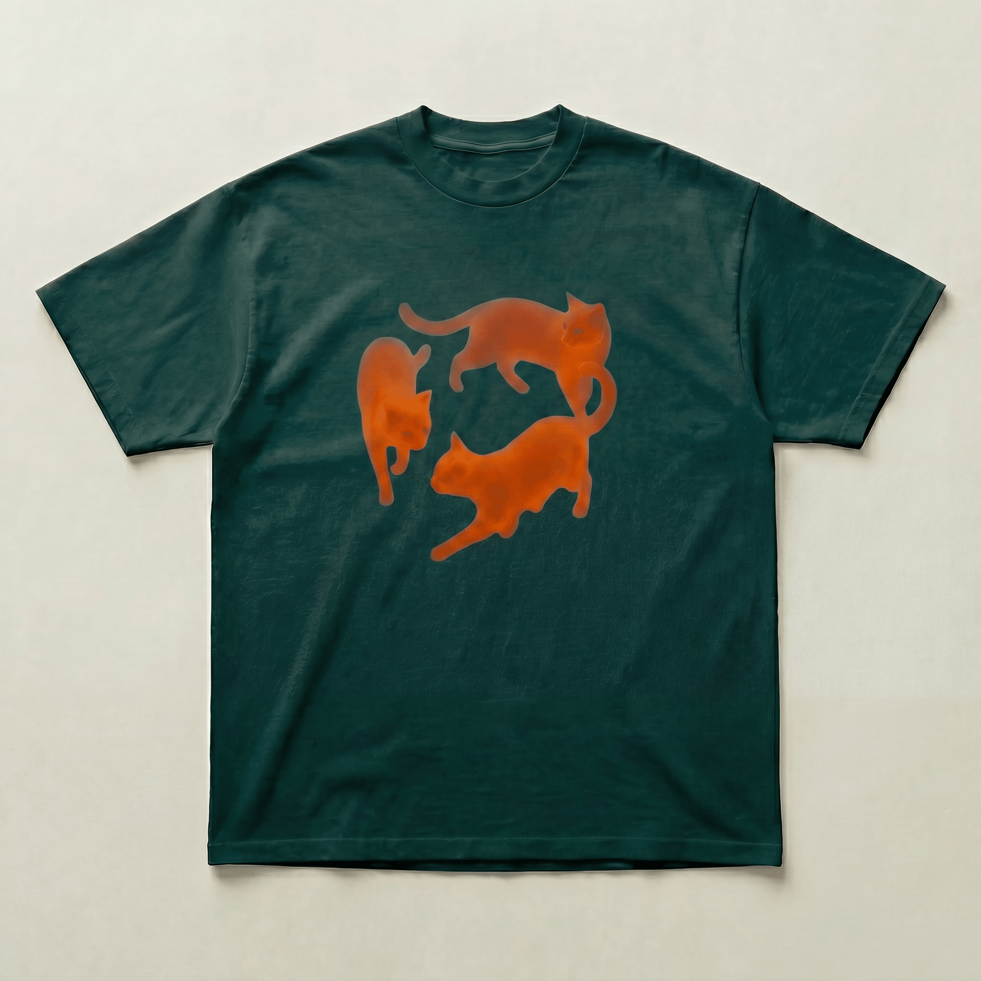 Green Dancing cat heavyweight tee - PARCU
