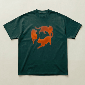 Green Dancing cat heavyweight tee - PARCU