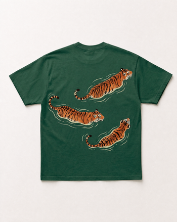 White Swimming tigers Heavyweight tee