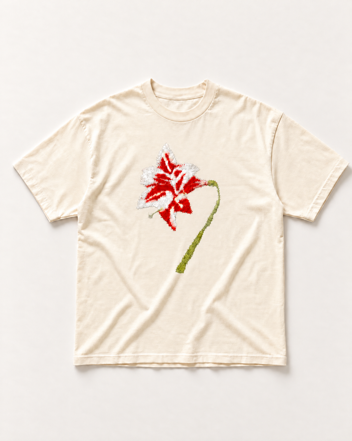 Cream hibiscus heavyweight tee