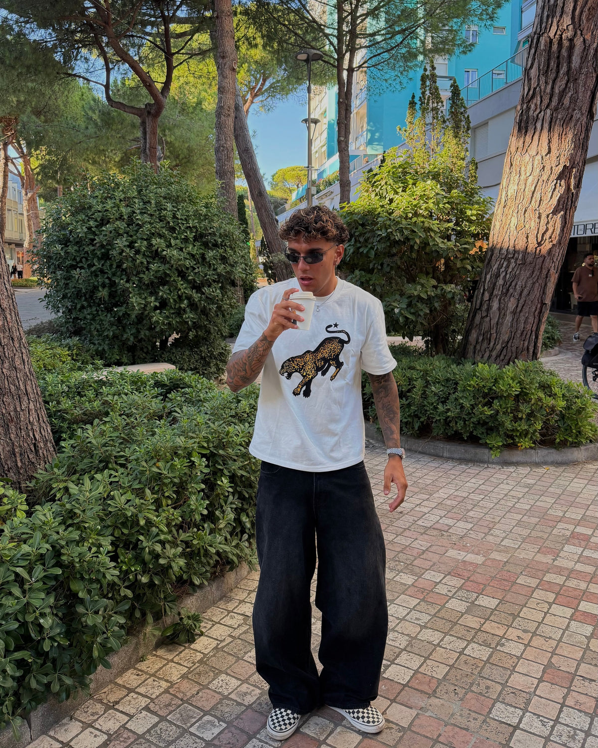 Leopard star Heavyweight tee | Mattia, 180cm / 5'11", wearing size Medium (Boxy Fit)