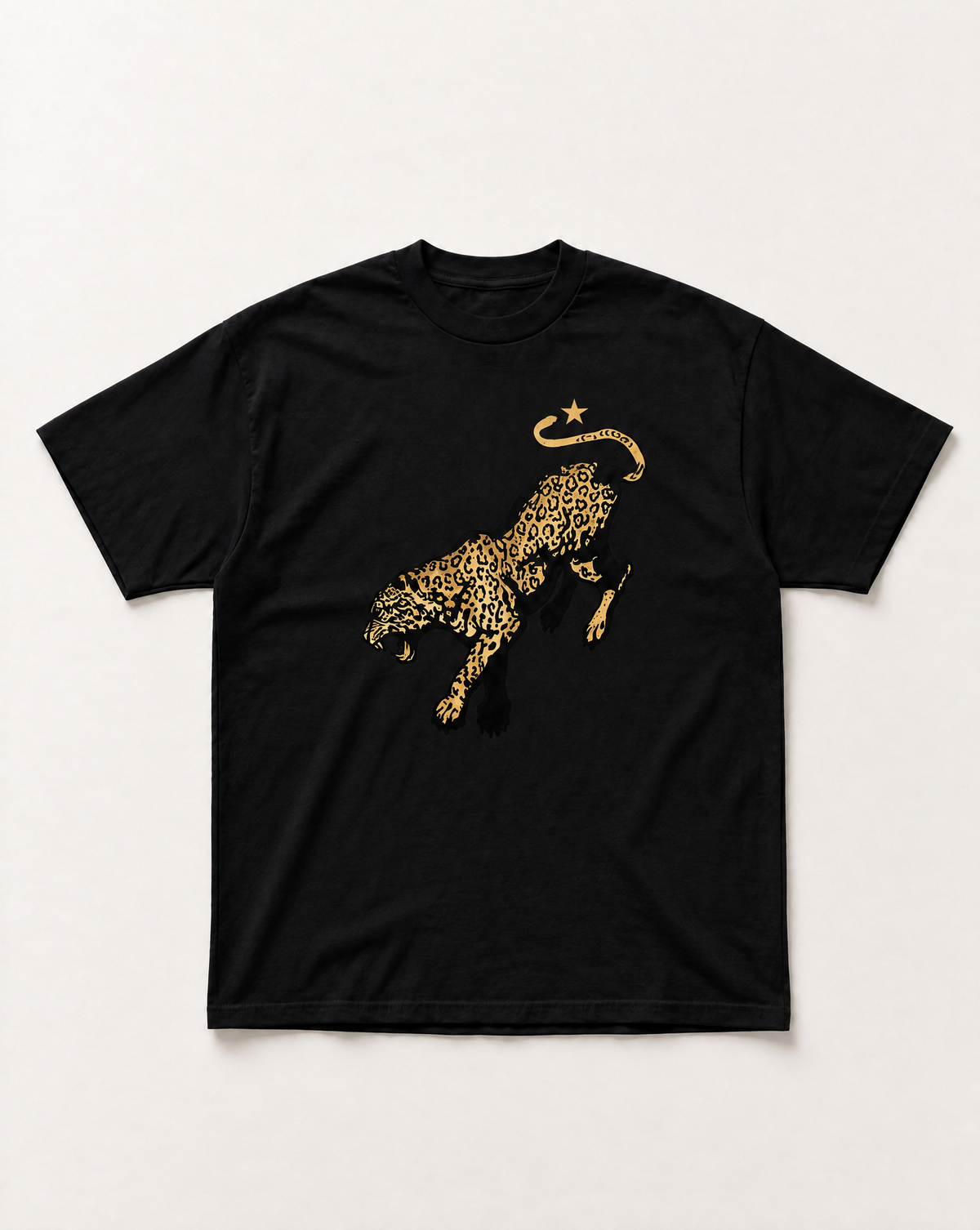 Black Leopard star heavyweight tee
