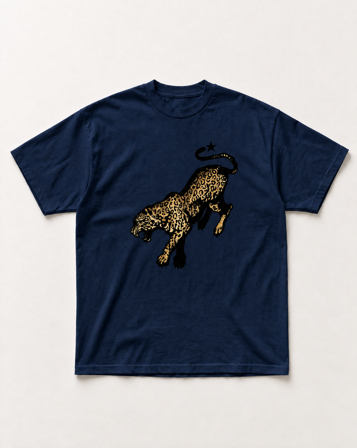 Navy Leopard star heavyweight tee