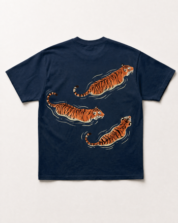 White Swimming tigers Heavyweight tee