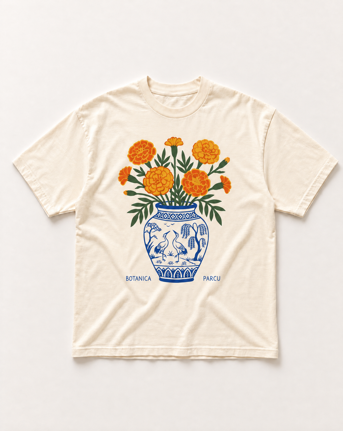 Cream Orange flower pot heavyweight tee