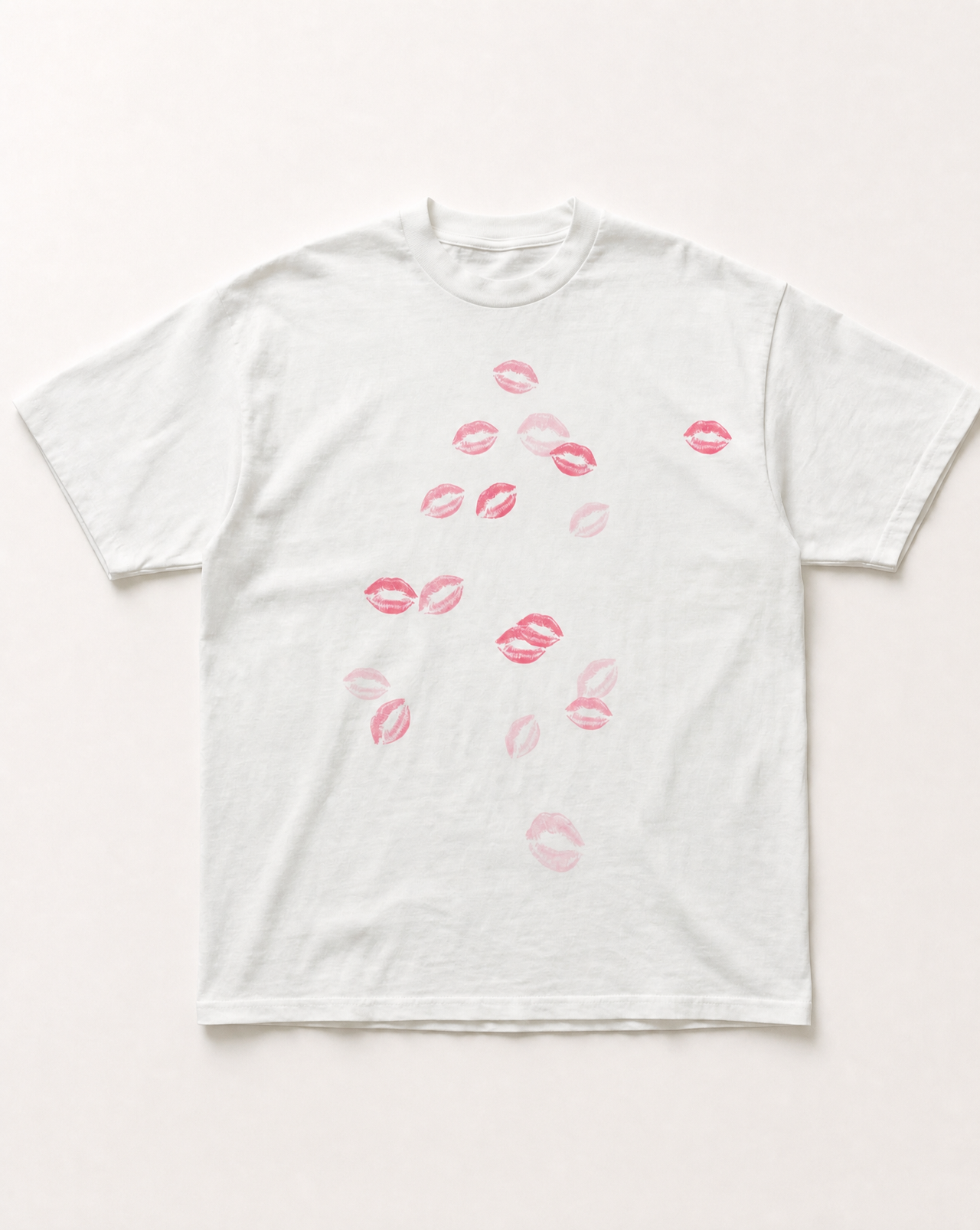 Pink lip print heavyweight tee