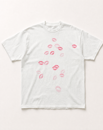 Pink lip print heavyweight tee, parcu 280gsm heavyweight cotton tee