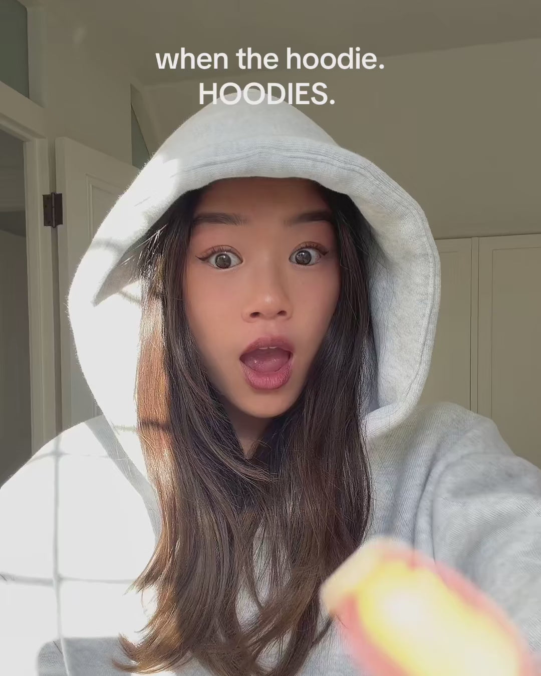 Grey Chasing Paradise heavyweight hoodie | Alannah, 158cm / 5'2", wearing size XS (in Grey)