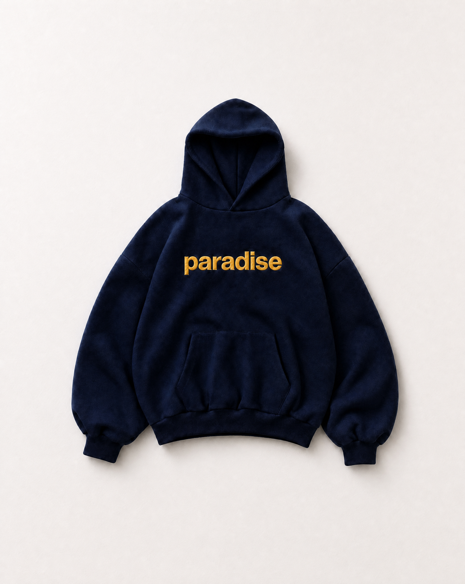 Navy Yellow Paradise heavyweight hoodie - front