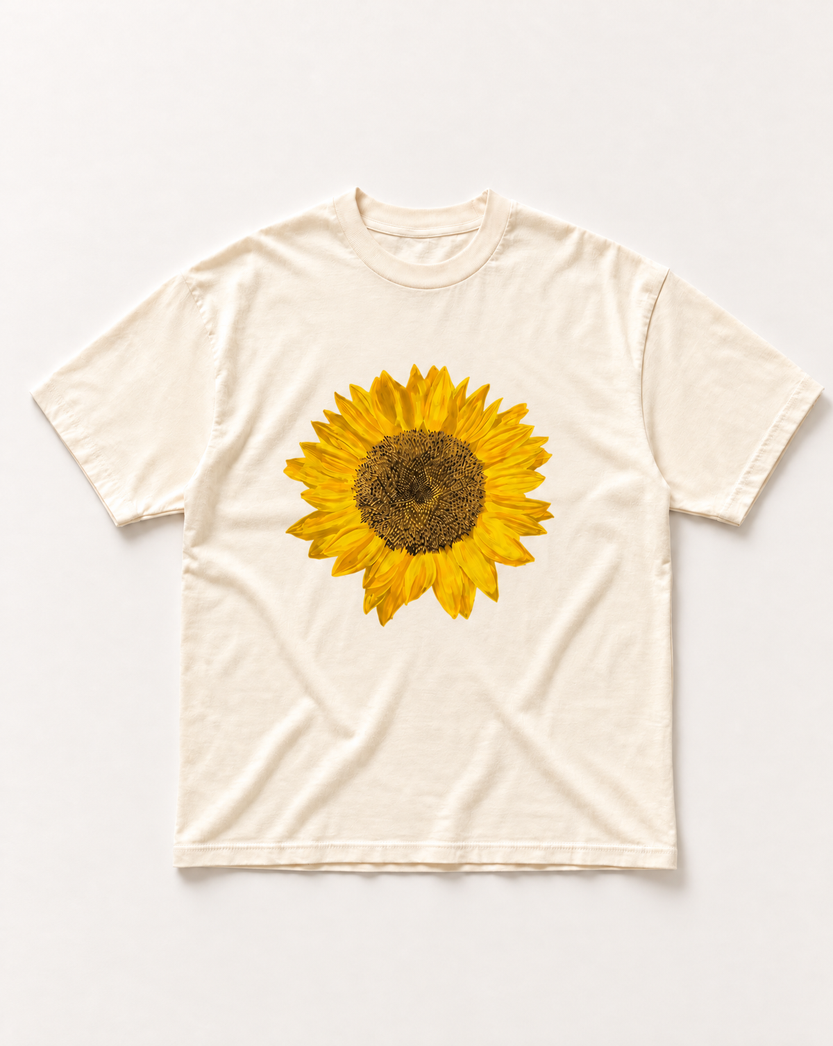 Cream Sunflower heavyweight tee