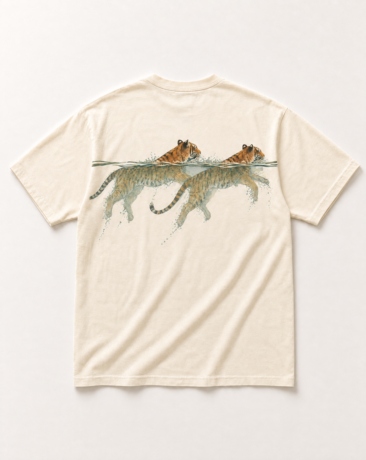Cream Tiger wade heavyweight tee