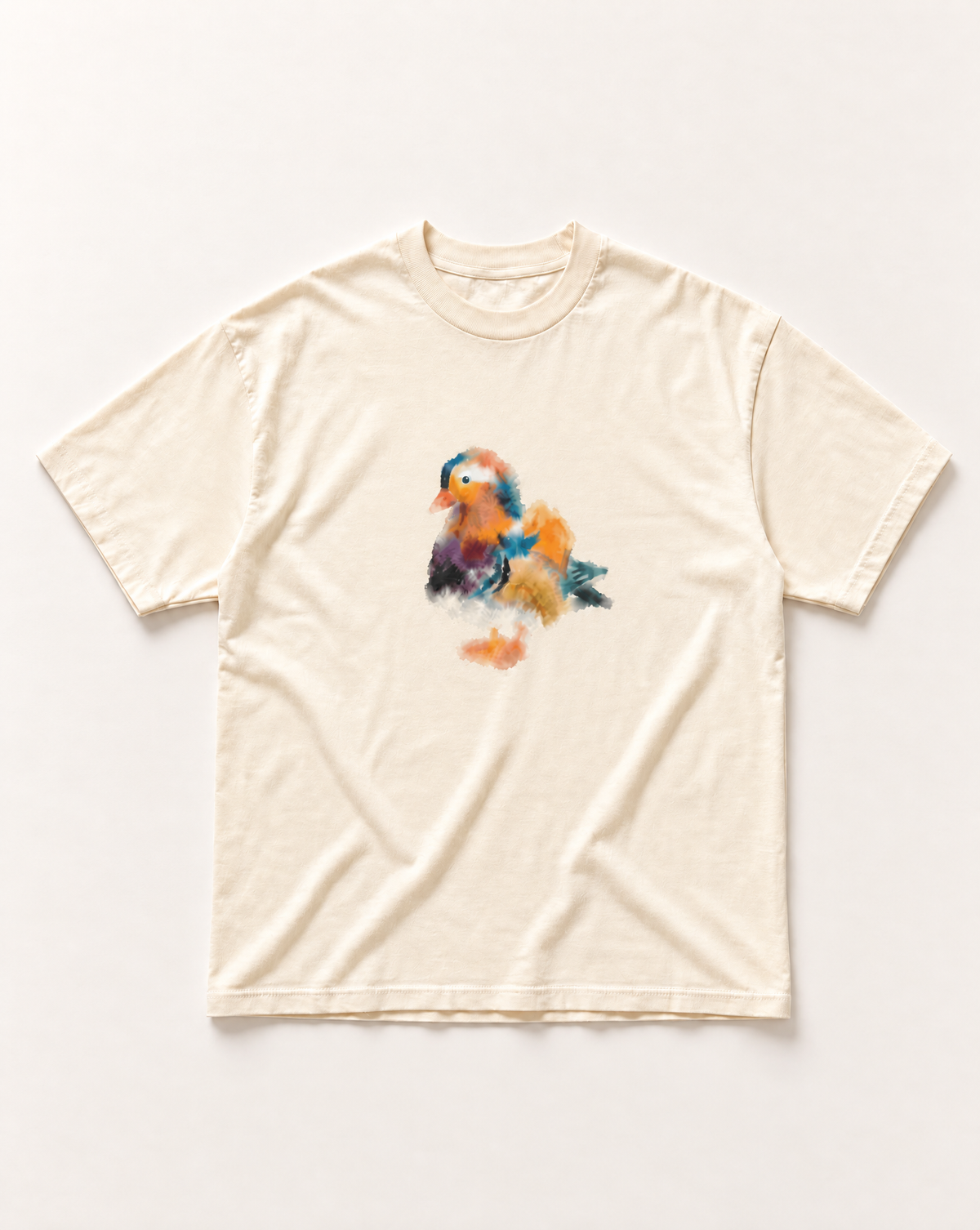 Cream Watercolour duck heavyweight tee