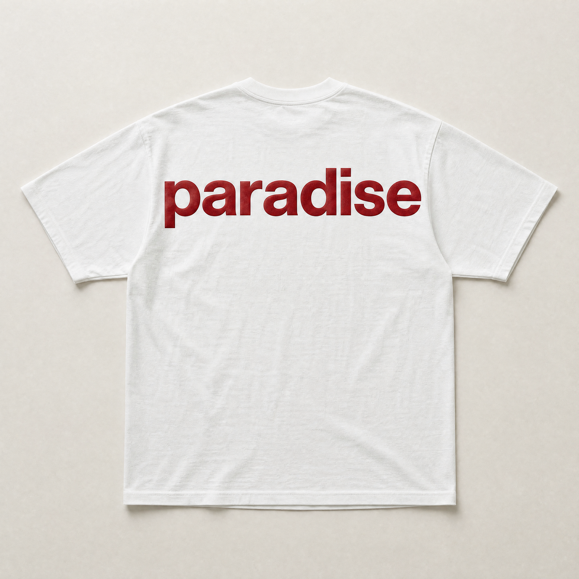 White chasing paradise tee - back view