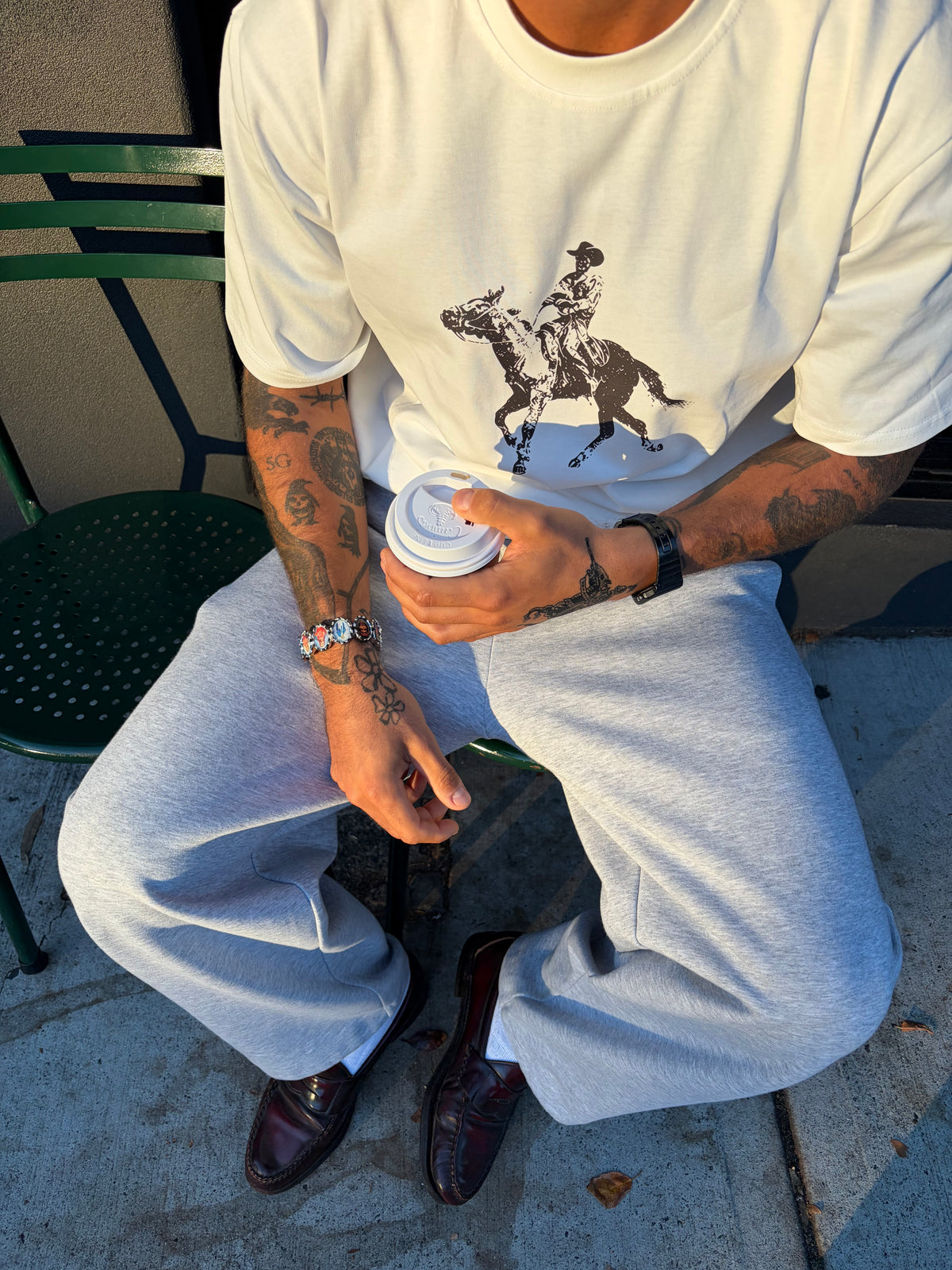 White cowboy heavyweight tee