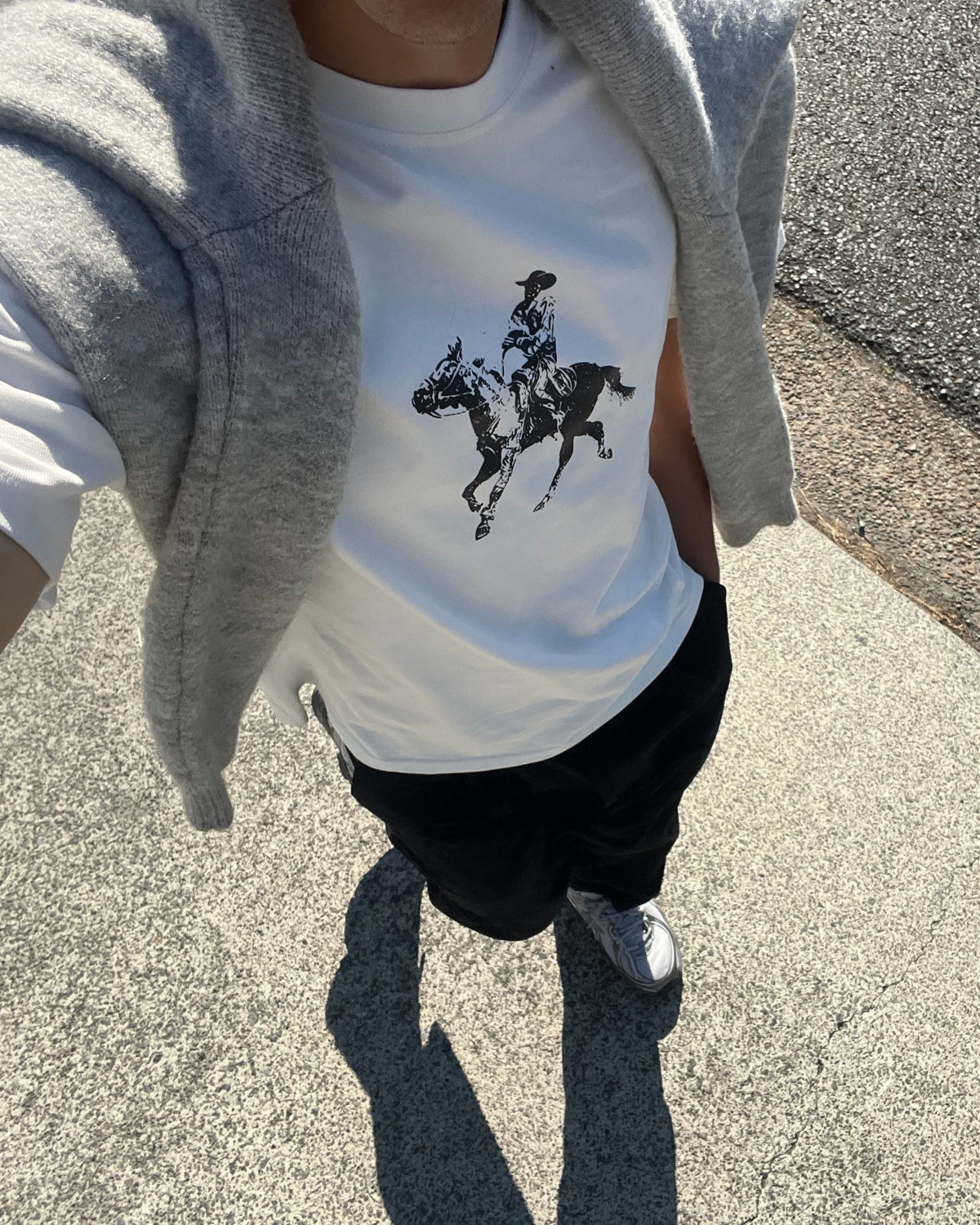 White cowboy heavyweight tee