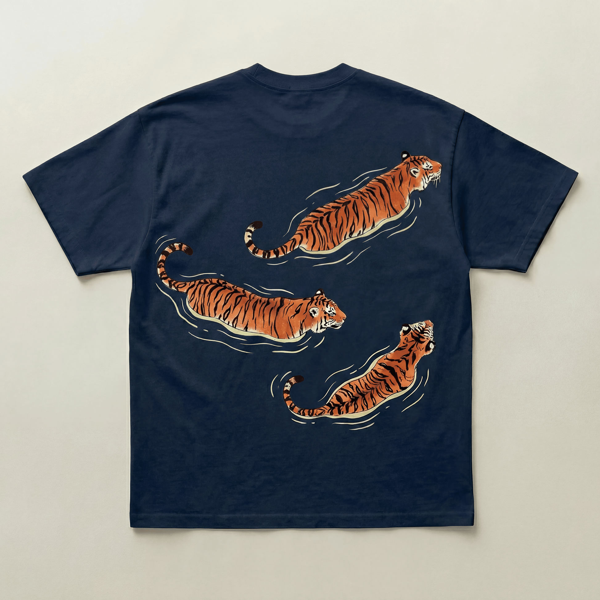 White Swimming tigers Heavyweight tee - PARCU