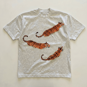 White Swimming tigers Heavyweight tee - PARCU