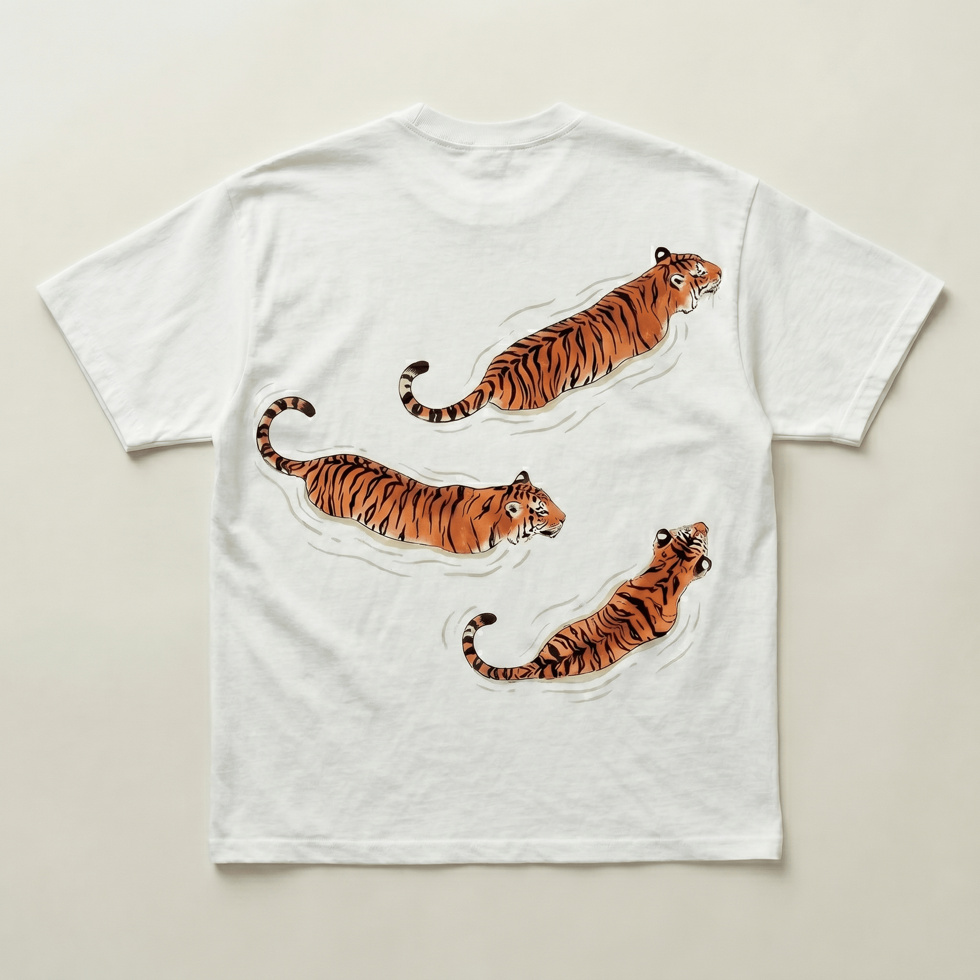White Swimming tigers Heavyweight tee - PARCU