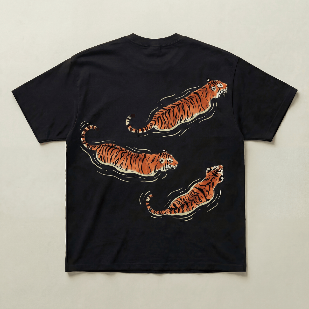 White Swimming tigers Heavyweight tee - PARCU