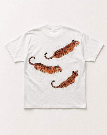 White Swimming tigers Heavyweight tee