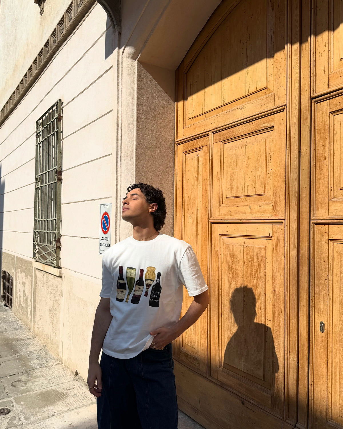 Wine Heavyweight tee | Andrea, 183cm / 6'0", wearing size Medium (Boxy Fit)